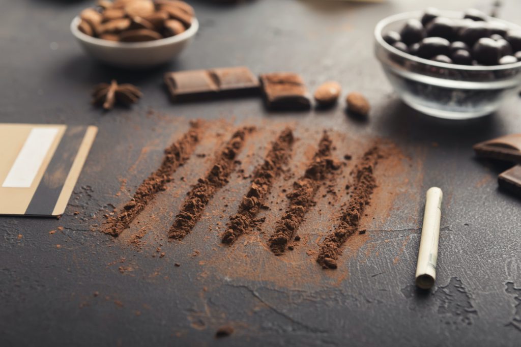 Addiction of chocolate conceptual background