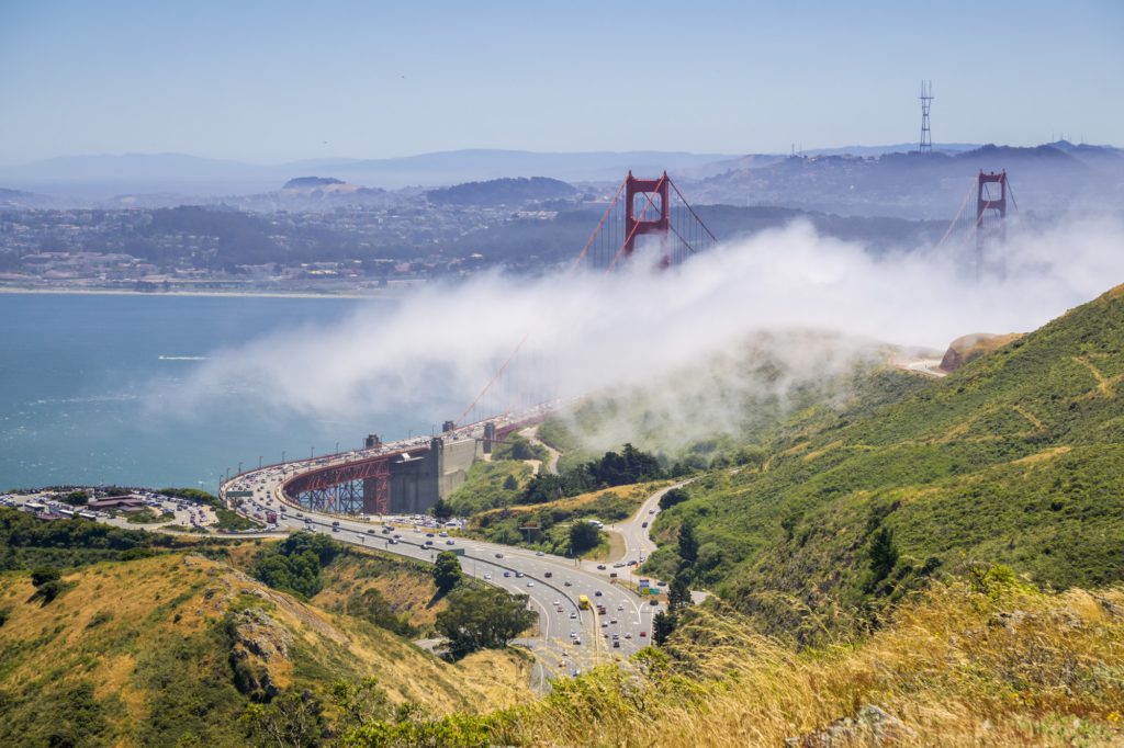 Golden Gate bridge and highway 101, San Francisco bay area, California